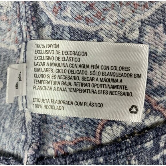 Knox Rose Midi Dress Size Large Rayon Short Sleeve Navy Blue/White Floral Boho - Picture 7 of 7